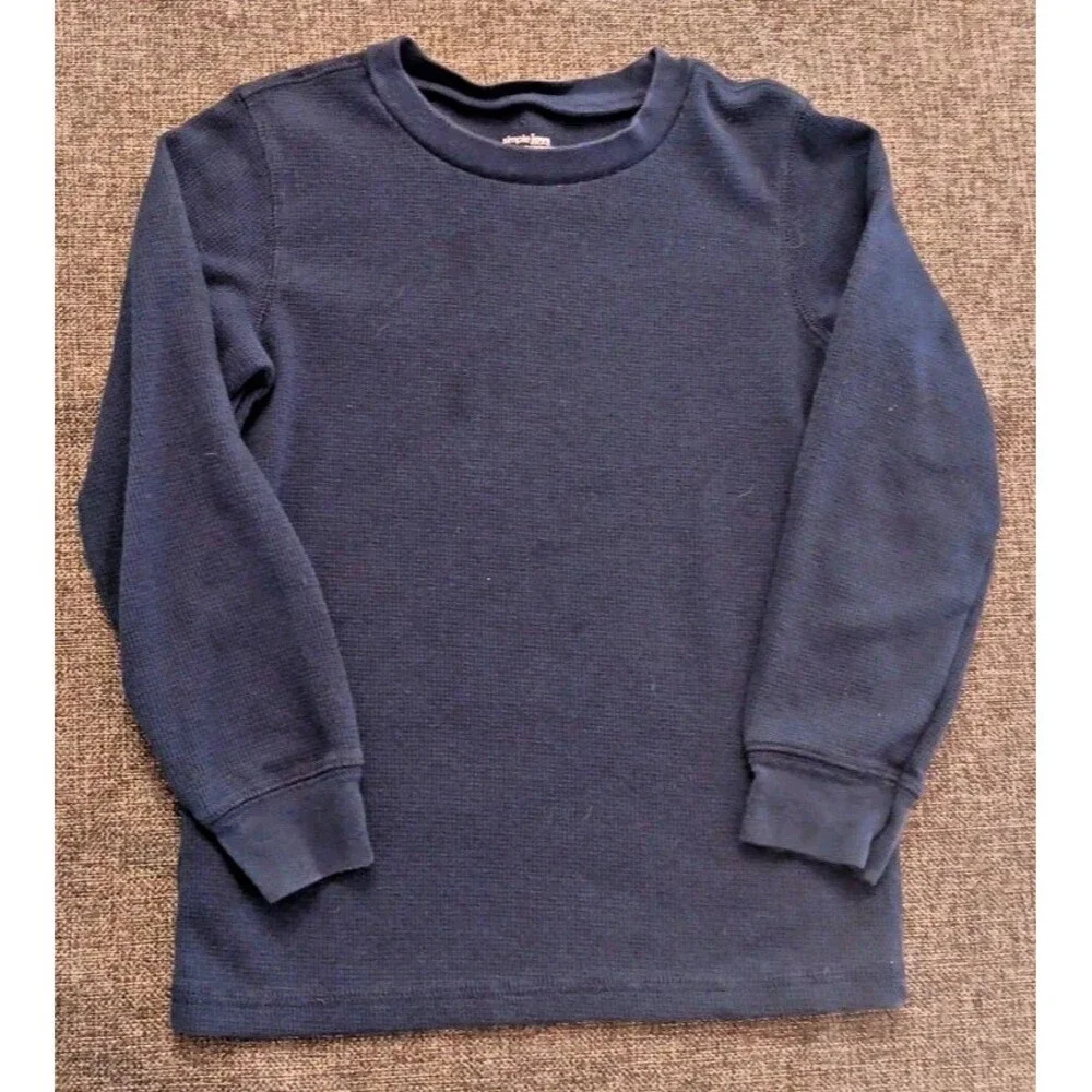 Shirt Size 5 Boys Carters Long sleeve Blue Waffle Thermal Pullover